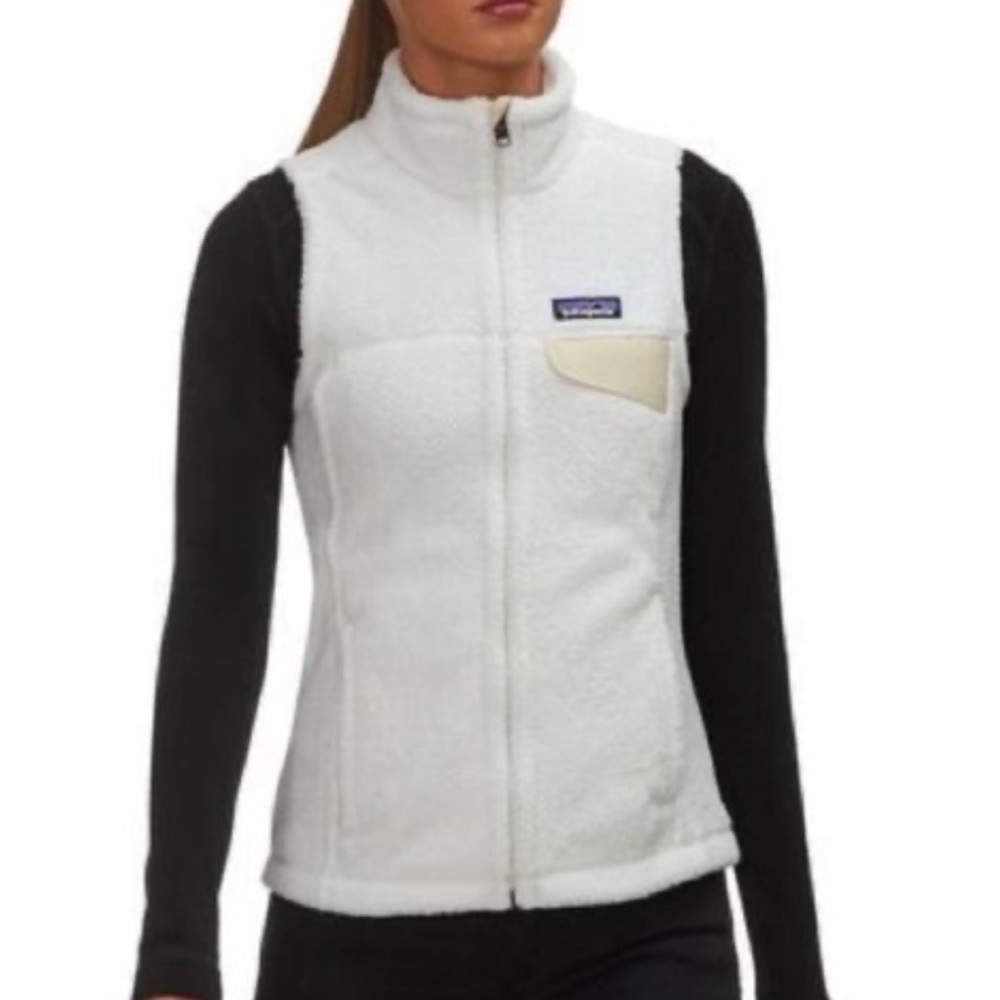 Vintage Women’s Patagonia High Pile Fleece  Full Zip Vest White Sz L  J6